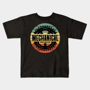 Distressed Retro Background Mechanical Engineer Cogs Kids T-Shirt